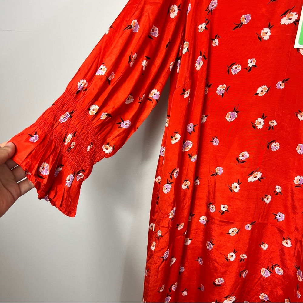 Kaffe Curve Plus Size KColly Red Floral midi Dress women size - Picture 10 of 15